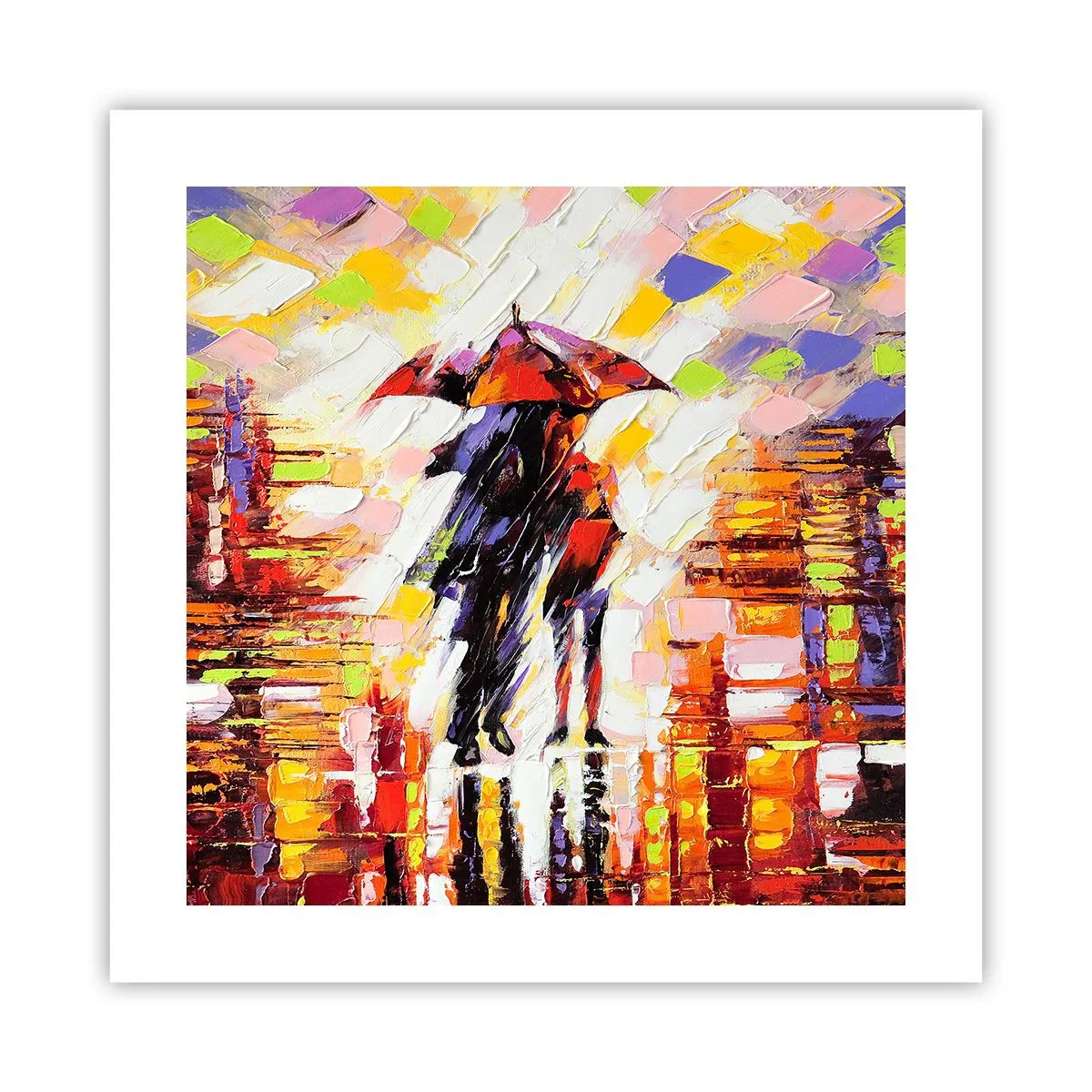 Póster - Juntos a través de la noche y la lluvia - 40x40 cm