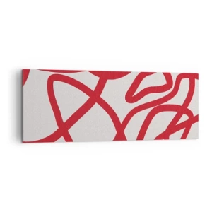 Cuadro sobre lienzo - Impresión de Imagen - Líneas abstractas rojas sobre un fondo blanco - 140x50cm - Rojo sobre blanco - Decoración de pared moderna para salón y dormitorio ARTTOR