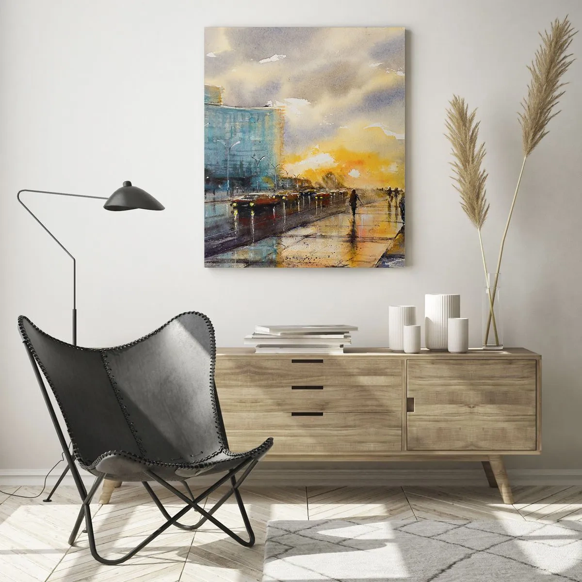 Cuadro sobre vidrio - Impresiones sobre Vidrio - Una vista pintoresca del paseo marítimo al atardecer. - 70x100cm - Vida en la orilla - Decoración de pared moderna para salón y dormitorio ARTTOR