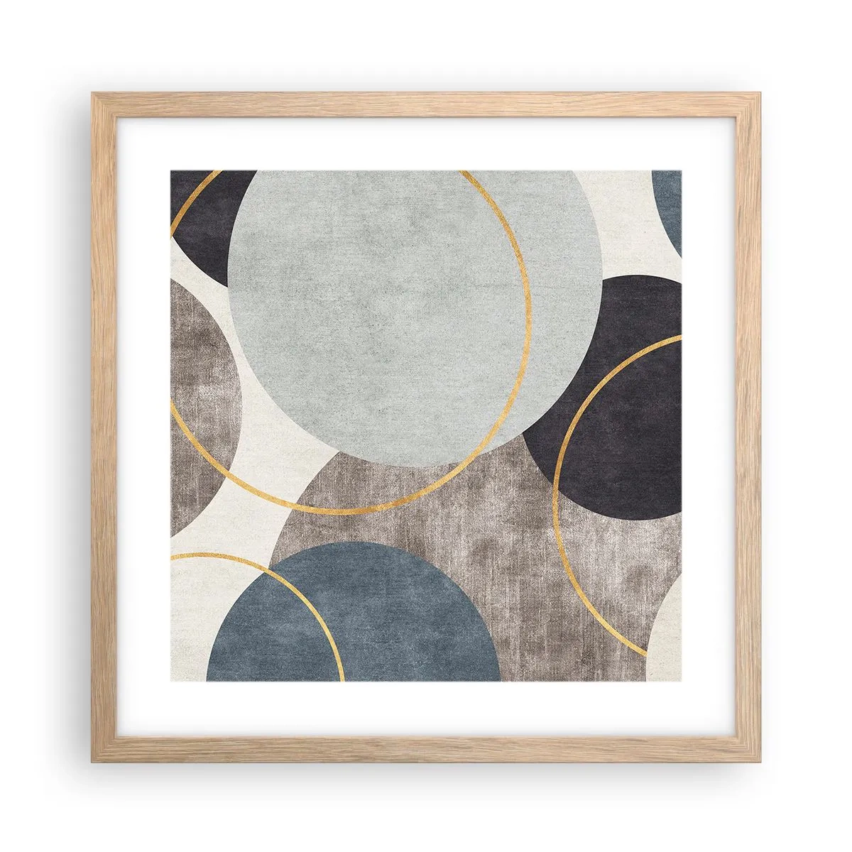 Póster en marco roble claro - Círculo tras círculo - 40x40 cm