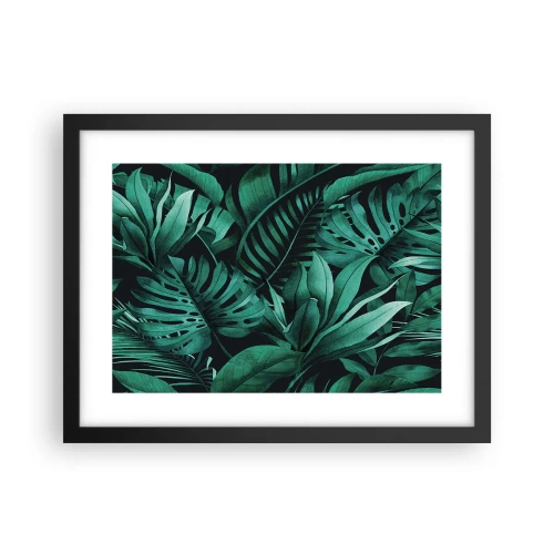 Póster en marco negro - Profundidad del verde tropical - 40x30 cm