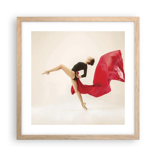 Póster en marco roble claro - Rojo y negro - 40x40 cm