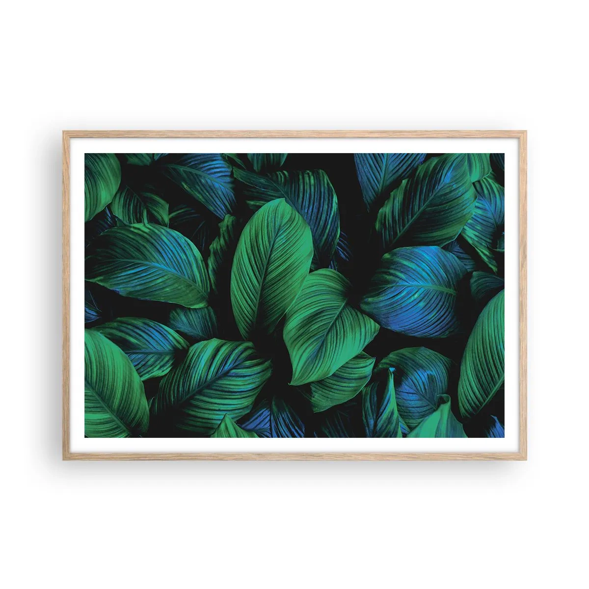 Póster en marco roble claro - En la multitud verde - 100x70 cm