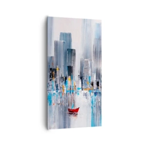Cuadro sobre lienzo - Impresión de Imagen - Metrópolis junto a la bahía - 65x120 cm