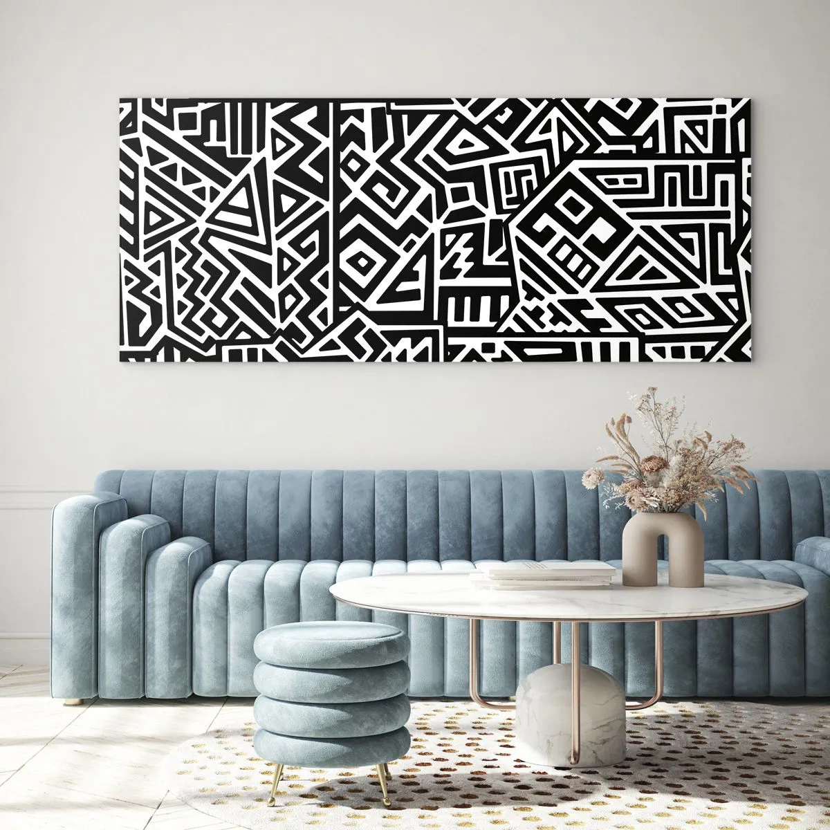 Cuadro sobre vidrio - Impresiones sobre Vidrio - Composición precolombina - 100x40 cm