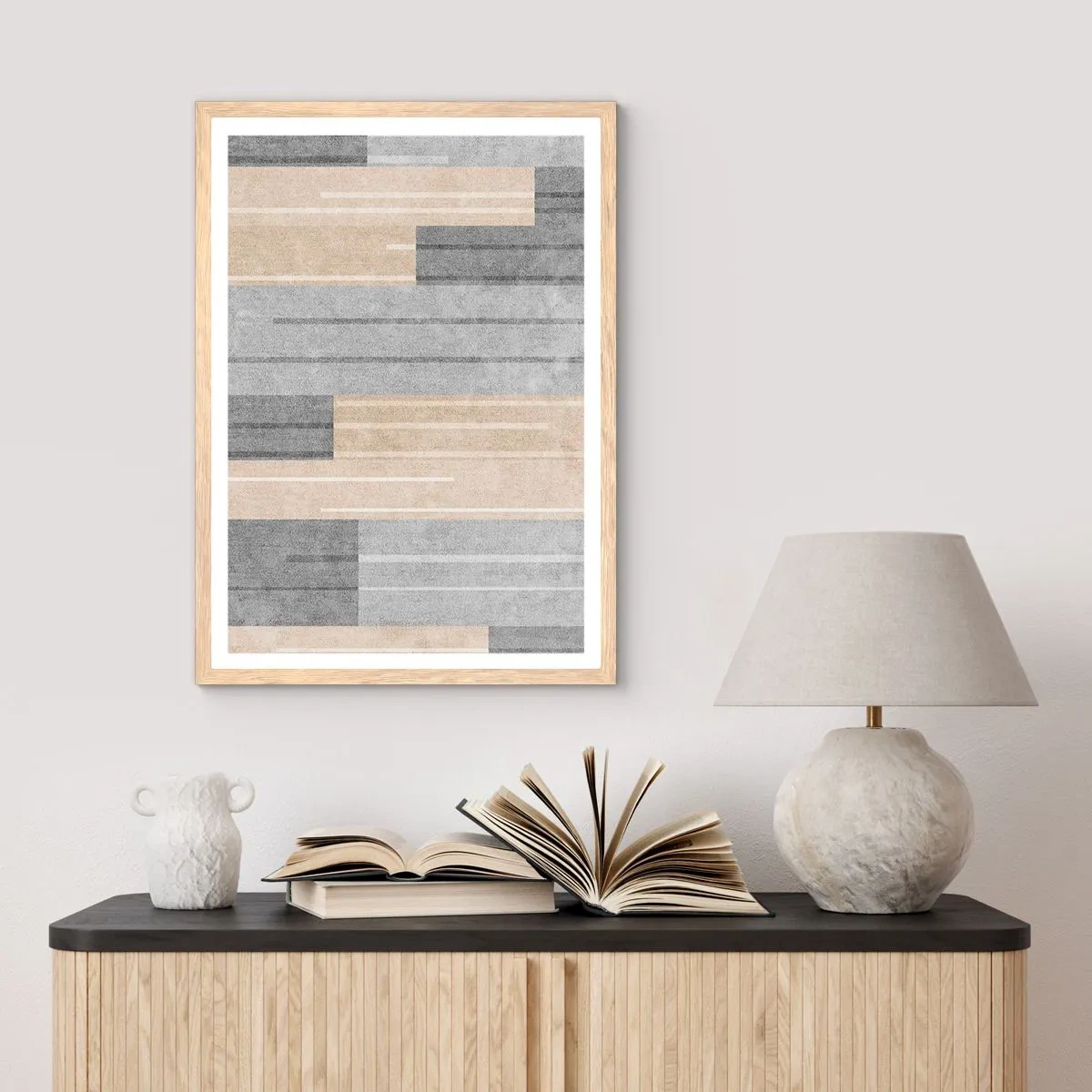 Póster en marco roble claro - Composición: sostener la vertical - 61x91 cm