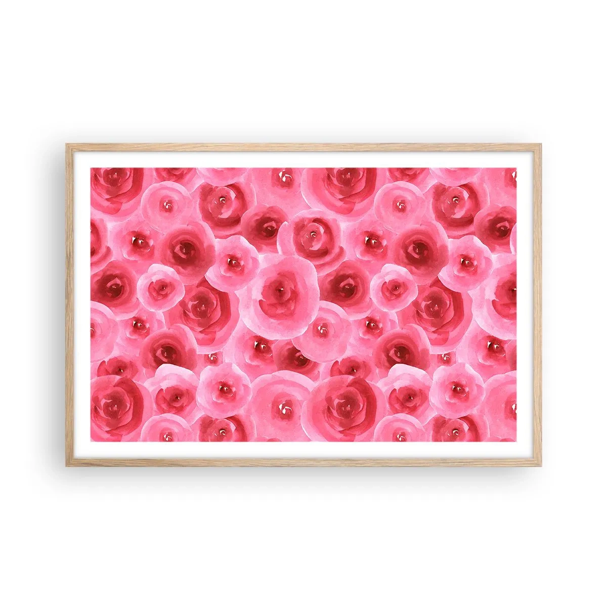 Póster en marco roble claro - Rosas abajo y arriba - 91x61 cm