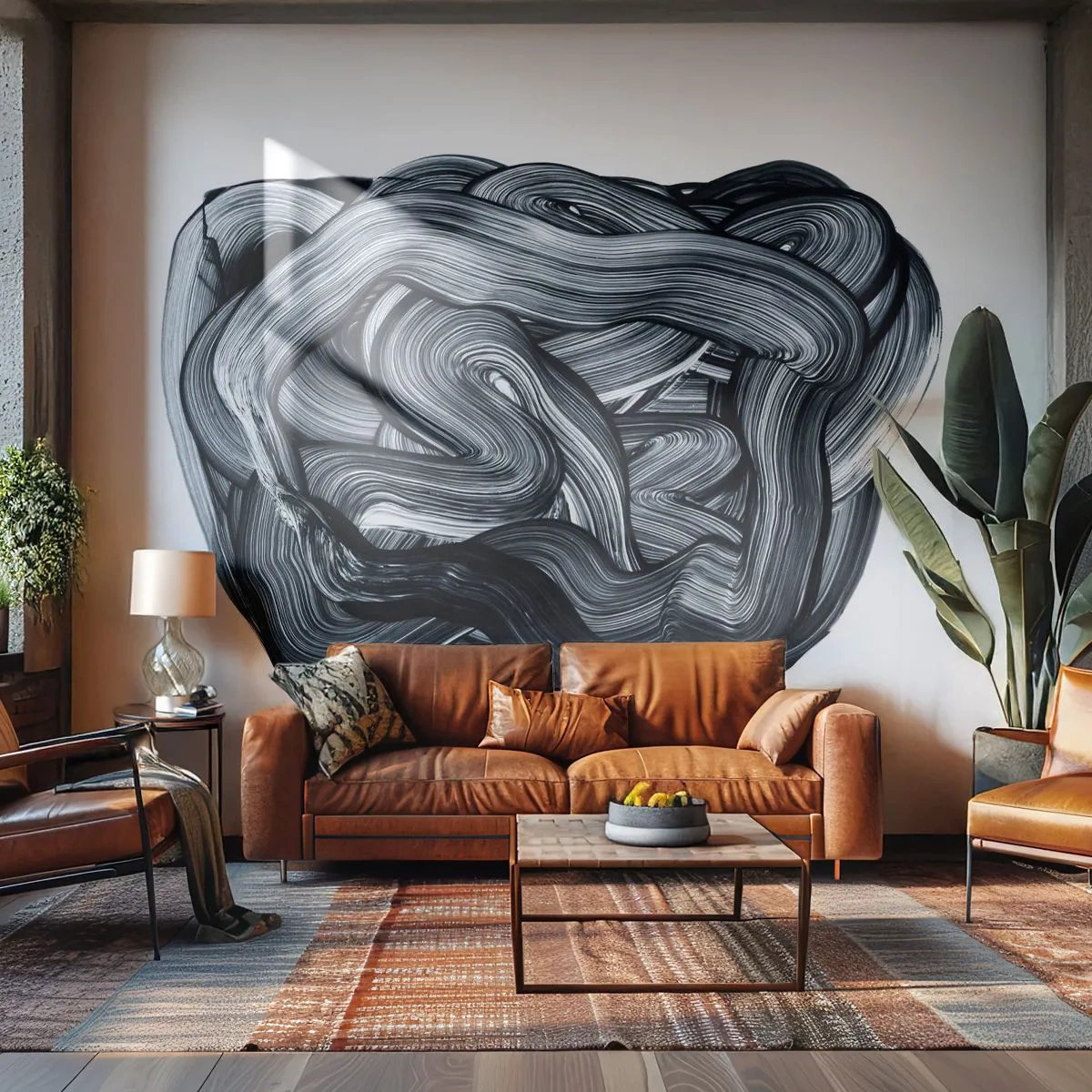 Fotomural Premium Canvas - No es tan sencillo - Abstracción, Gráficos, En blanco y negro - 250x175 cm