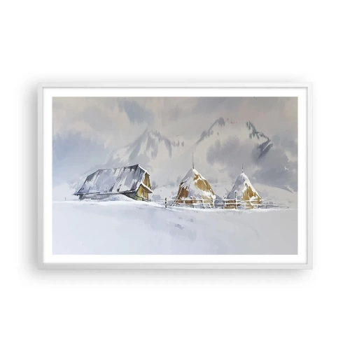 Póster en marco blanco - En un valle nevado - 91x61 cm