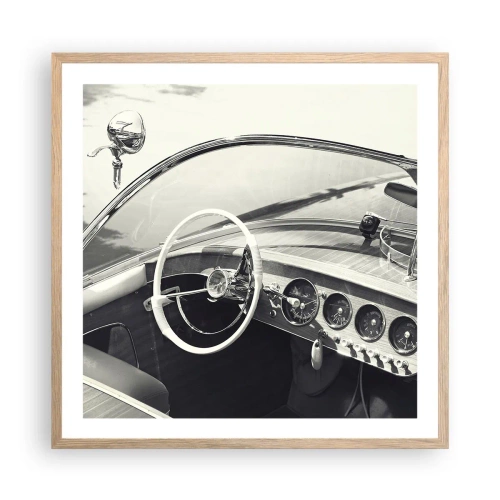 Póster en marco roble claro - Tiempo para los ricos - 60x60 cm