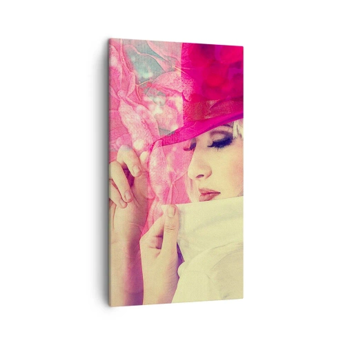 Cuadro sobre lienzo - Impresión de Imagen - Retrato retro en rosa - 45x80 cm