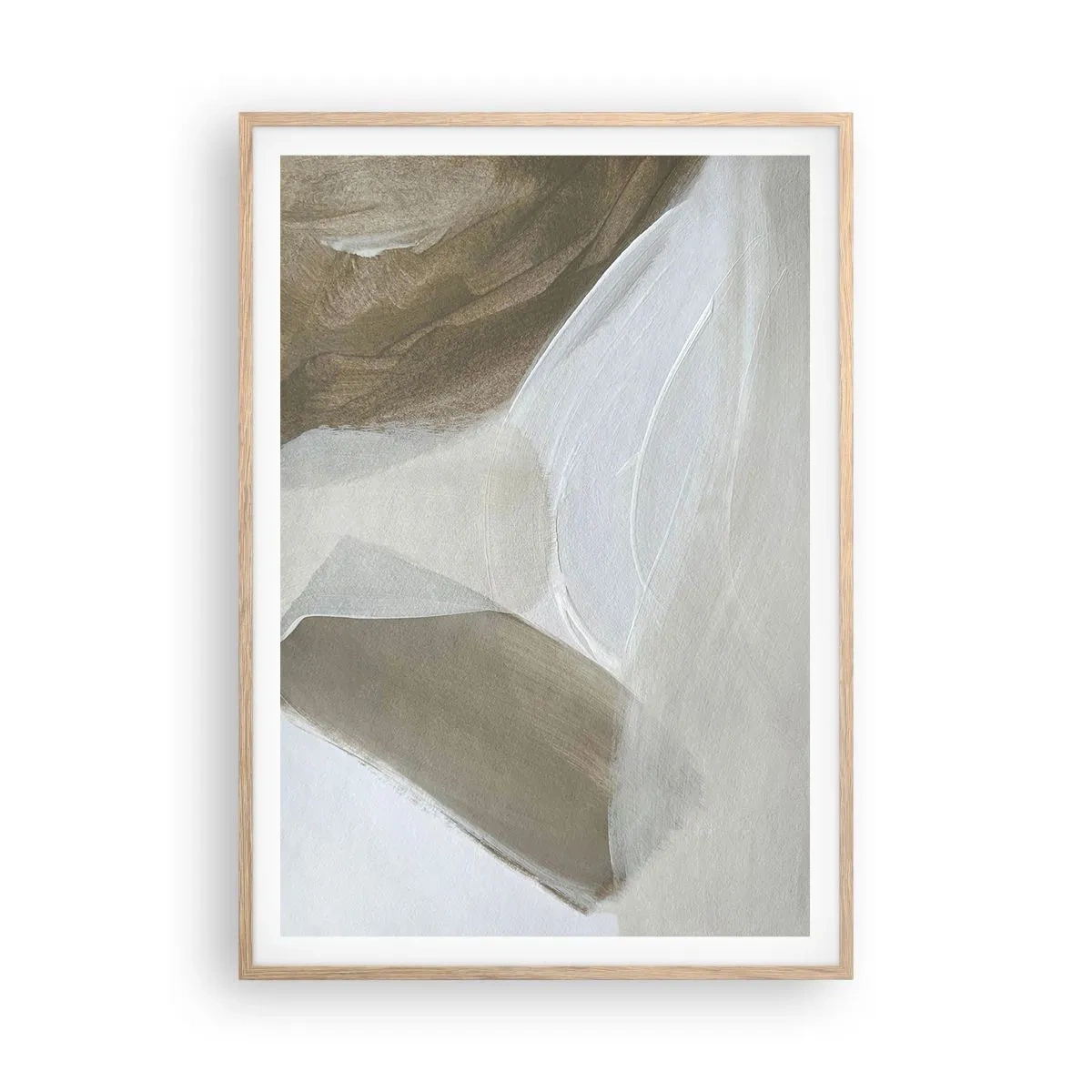 Póster en marco roble claro - Ola de blanco - 70x100 cm