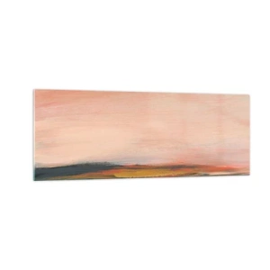 Cuadro sobre vidrio - Impresiones sobre Vidrio - Un paisaje en tonos rosa y dorado. - 140x50cm - En tono rosa - Decoración de pared moderna para salón y dormitorio ARTTOR