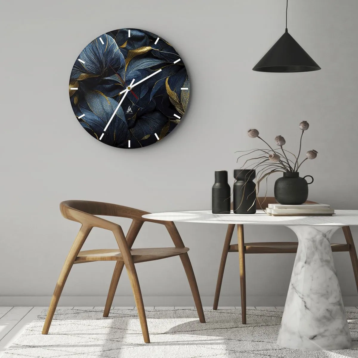 Reloj de pared - Reloj de vidrio - Forradas de oro - 40x40 cm
