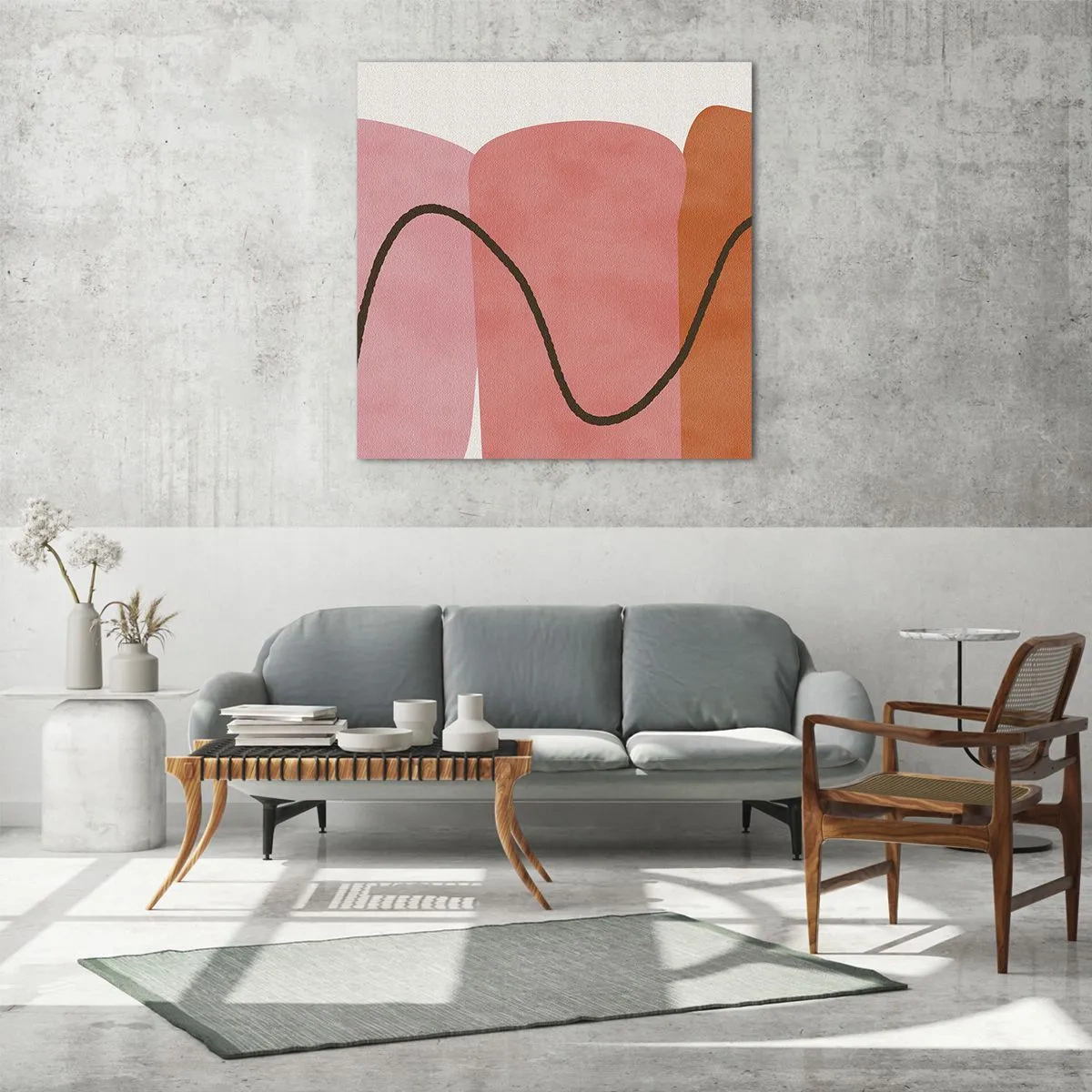 Cuadro sobre vidrio - Impresiones sobre Vidrio - Suave movimiento de formas - 60x60 cm