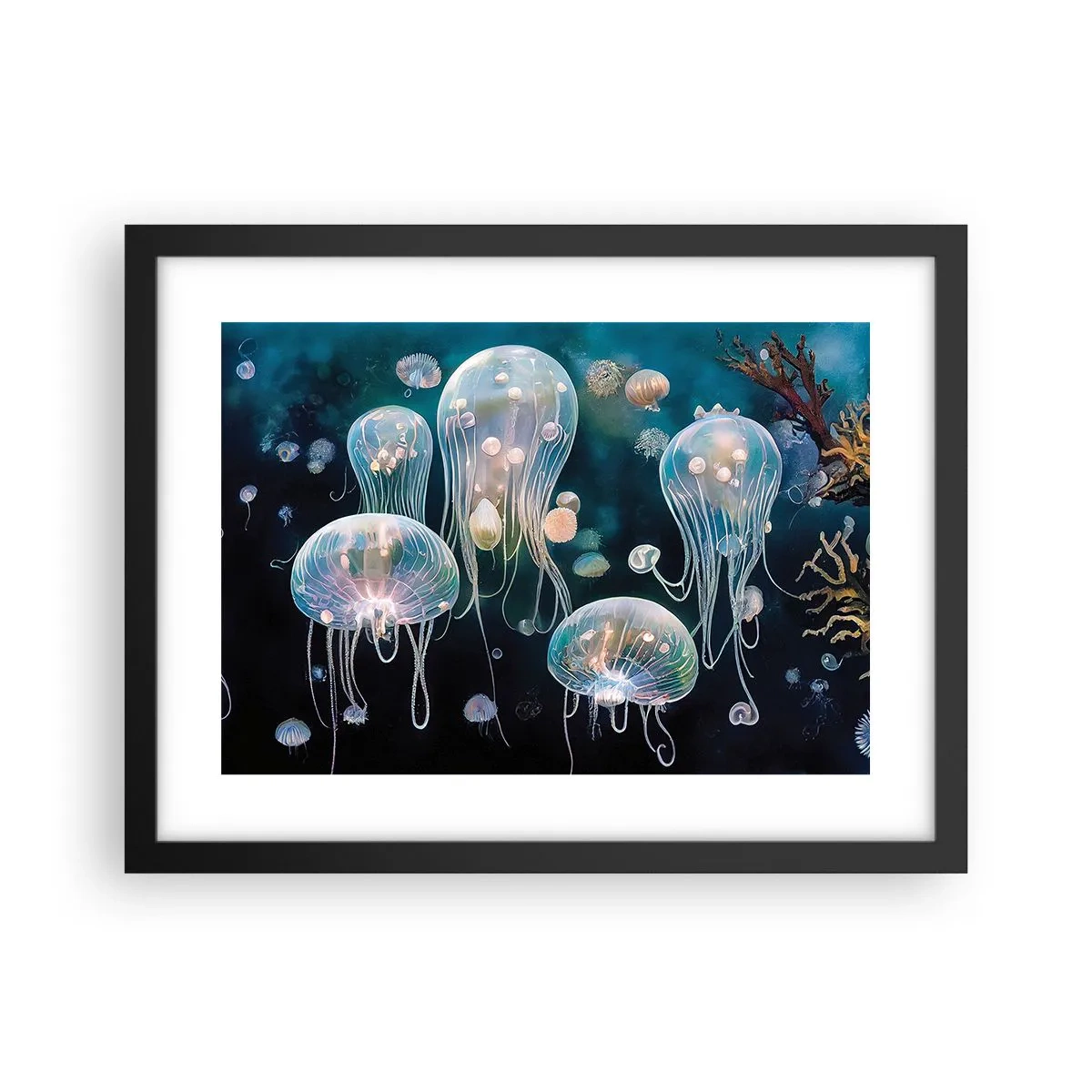 Póster en marco negro - Globos submarinos - 40x30 cm