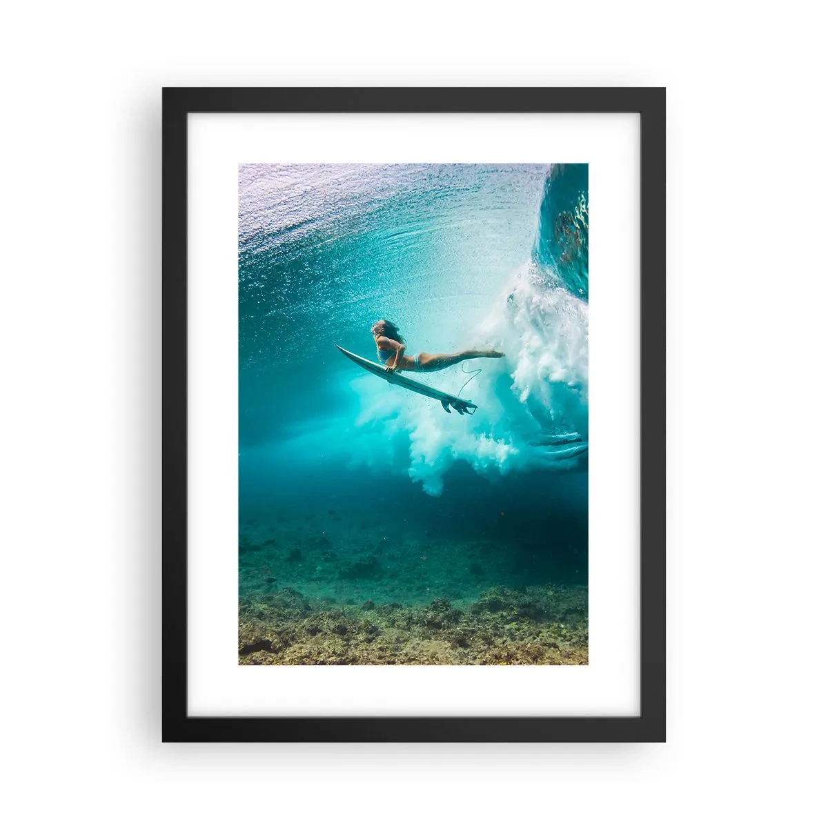 Póster en marco negro - Mundo submarino - 30x40 cm