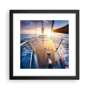 Póster en marco negro - Corriendo sobre las olas - 30x30 cm