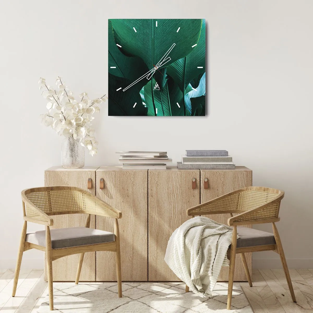 Reloj de pared - Reloj de vidrio - De cara a la luz - 30x30 cm