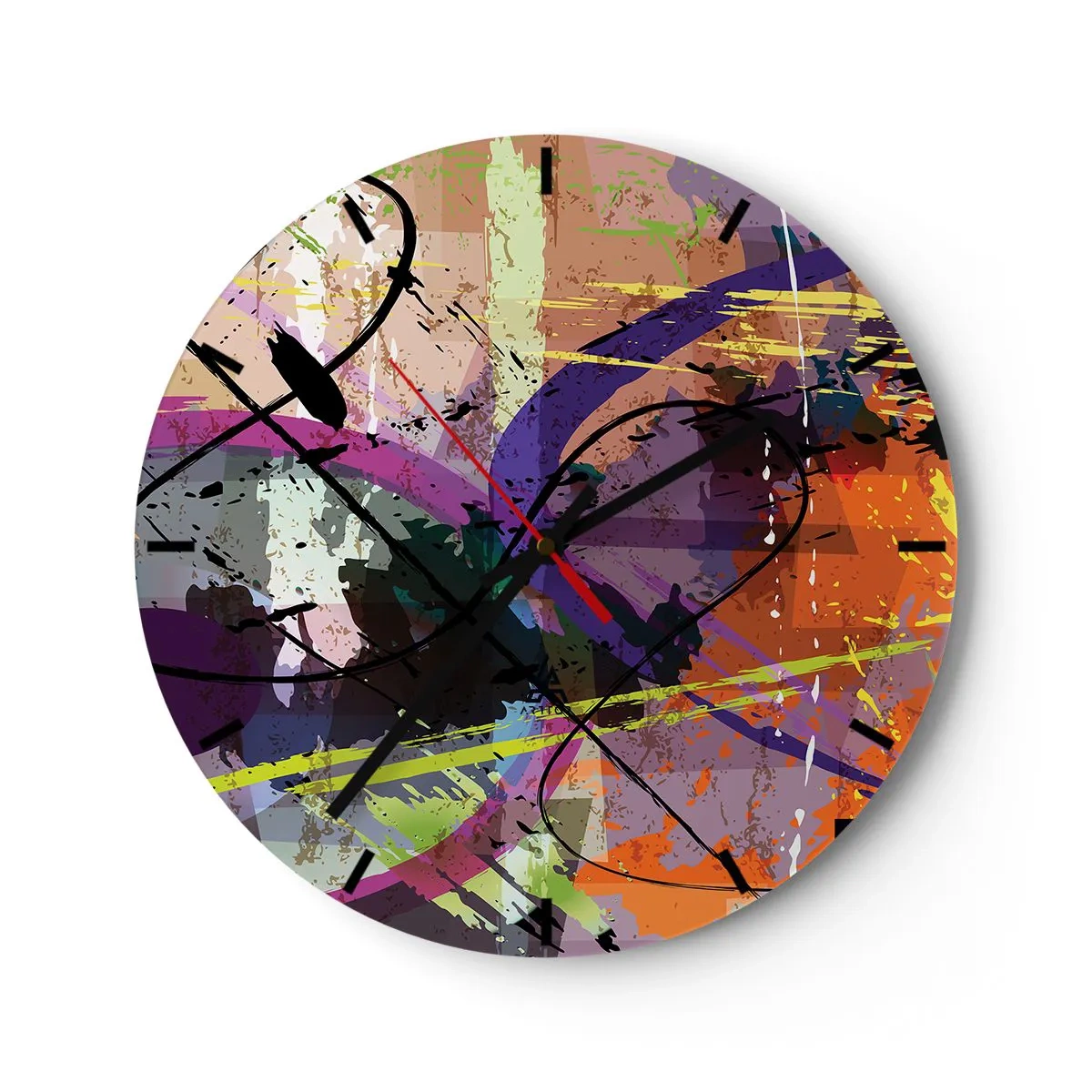 Reloj de pared - Reloj de vidrio - Líneas y manchas abstractas coloridas en un estilo contemporáneo. - 30x30cm - Siempre hay más de un camino - Decoración de pared moderna para salón, cocina y dormitorio ARTTOR