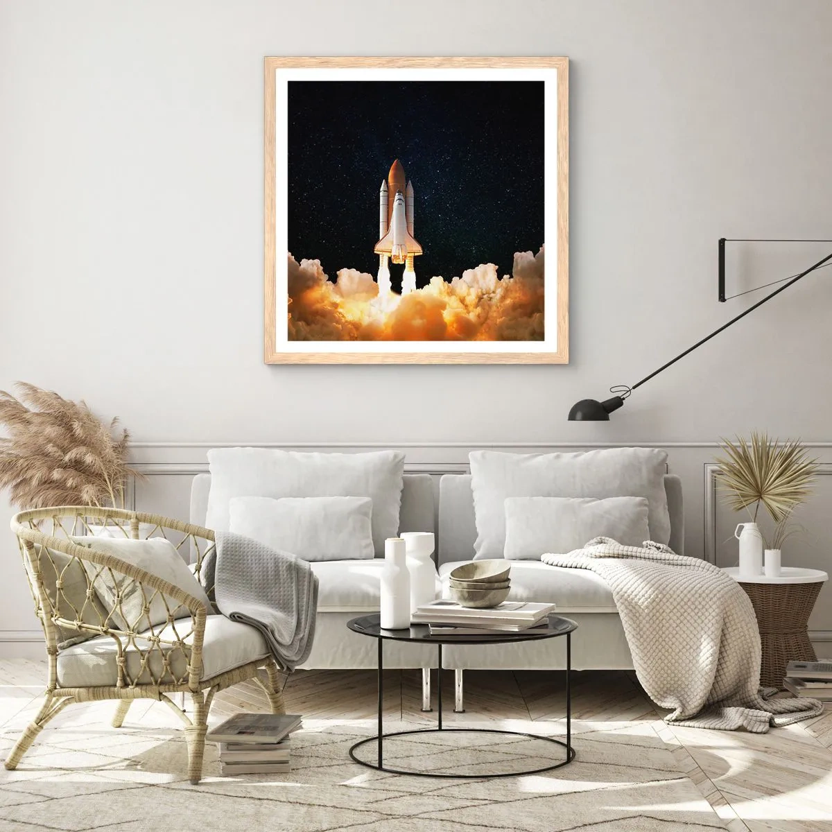 Póster en marco roble claro - ¡Ad astra! - 50x50 cm