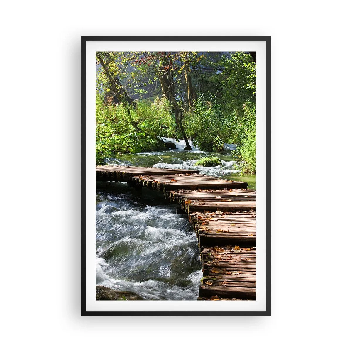 Póster en marco negro - Sobre una cascada de espuma - 61x91 cm