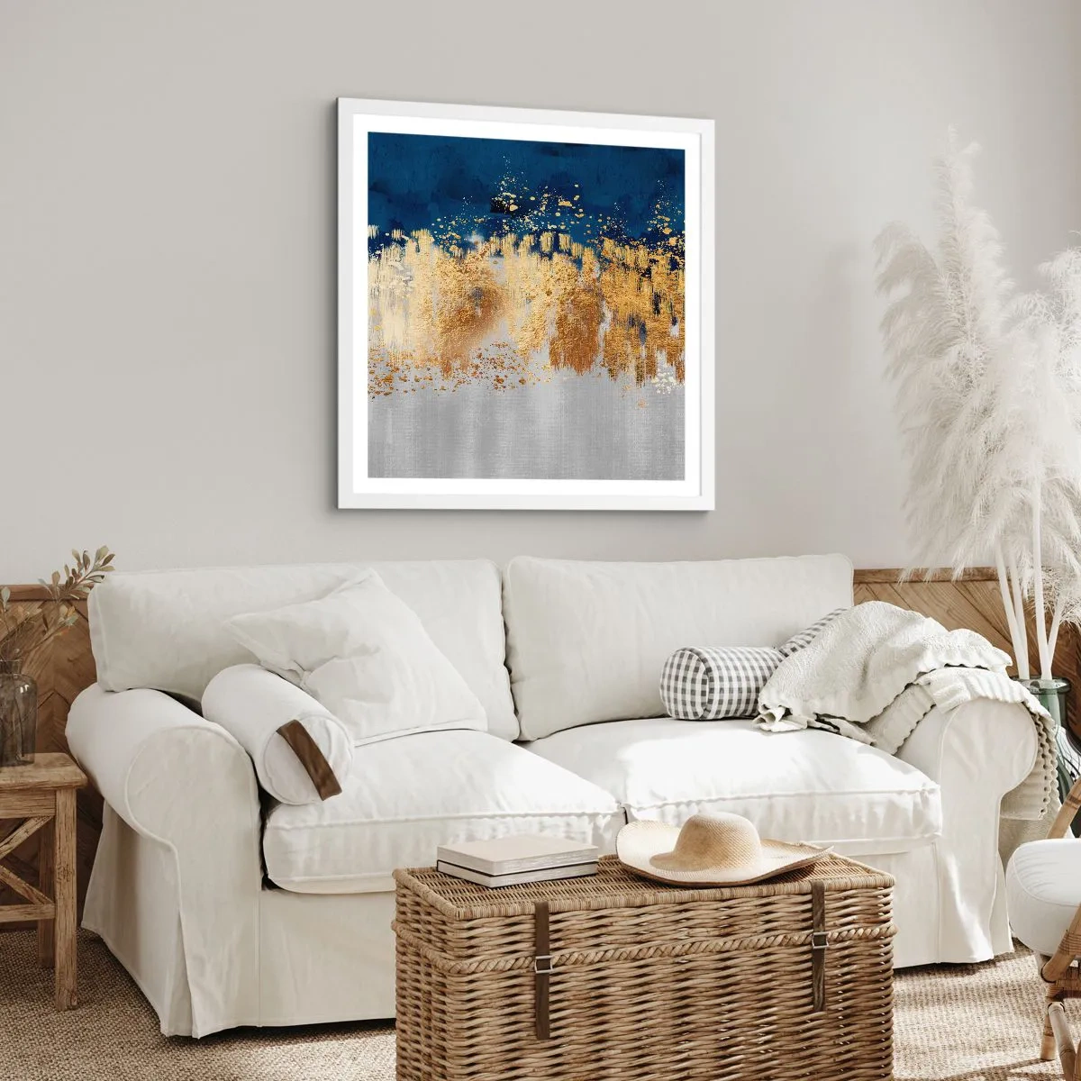 Póster en marco blanco - Composición moderna con chispas - 60x60 cm