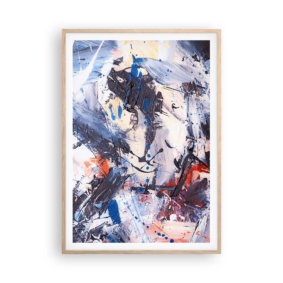 Póster en marco roble claro - Danza loca de la abstracción - 70x100 cm