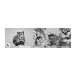 Muestra de fotomural Premium Sand - Sí, estoy escuchando - Pantera, animales, gato salvaje - 100x30 cm