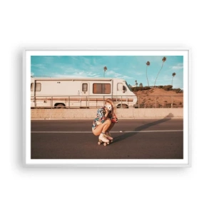 Póster en marco blanco - ¡Sonrían, por favor! - 100x70 cm