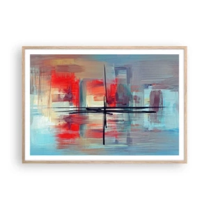 Póster en marco roble claro - Paisaje en una dimensión desconocida - 100x70 cm