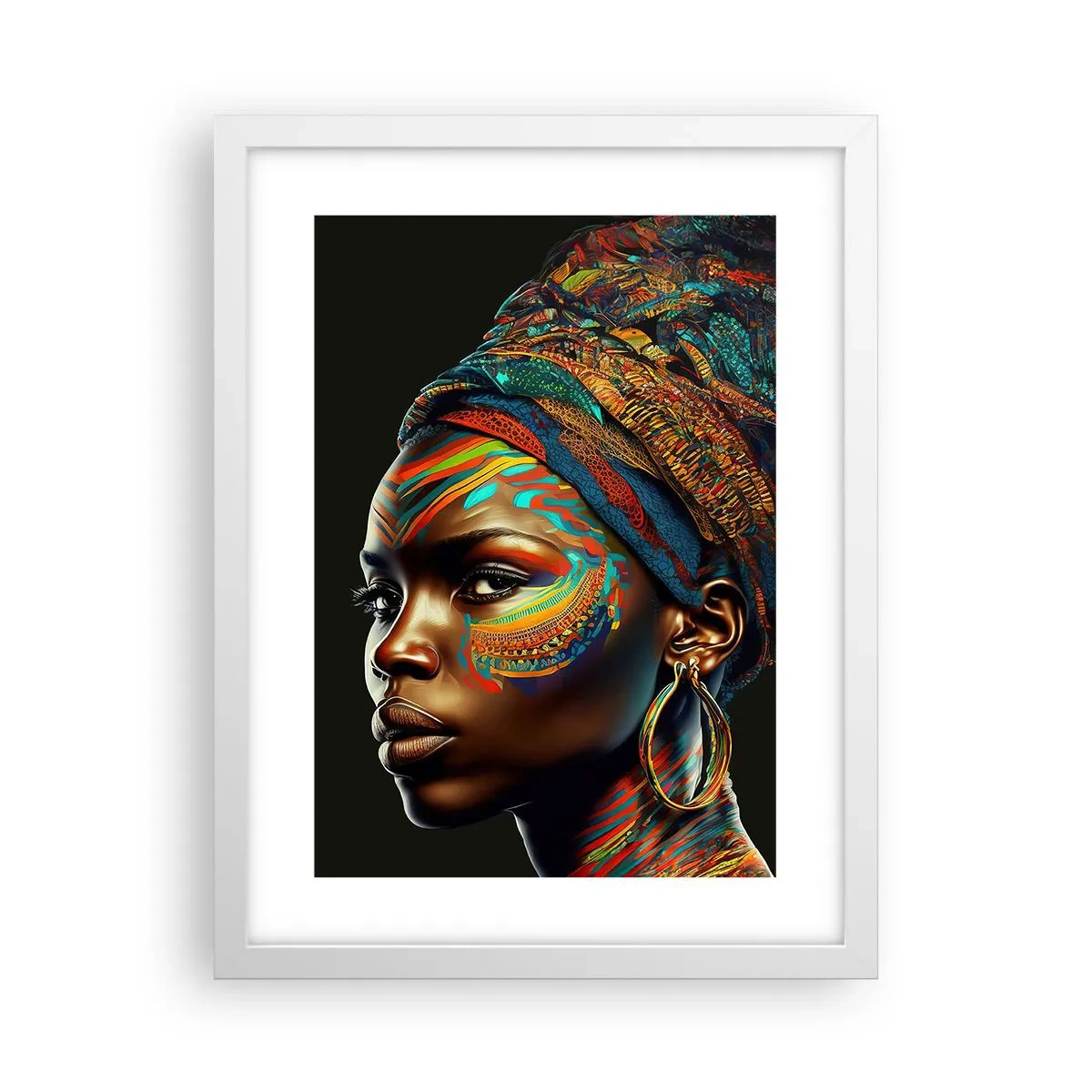 Póster en marco blanco - Reina africana - 30x40 cm