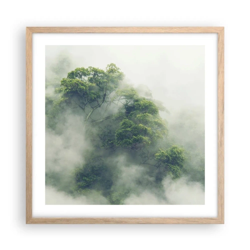 Póster en marco roble claro - Envuelto en niebla - 50x50 cm