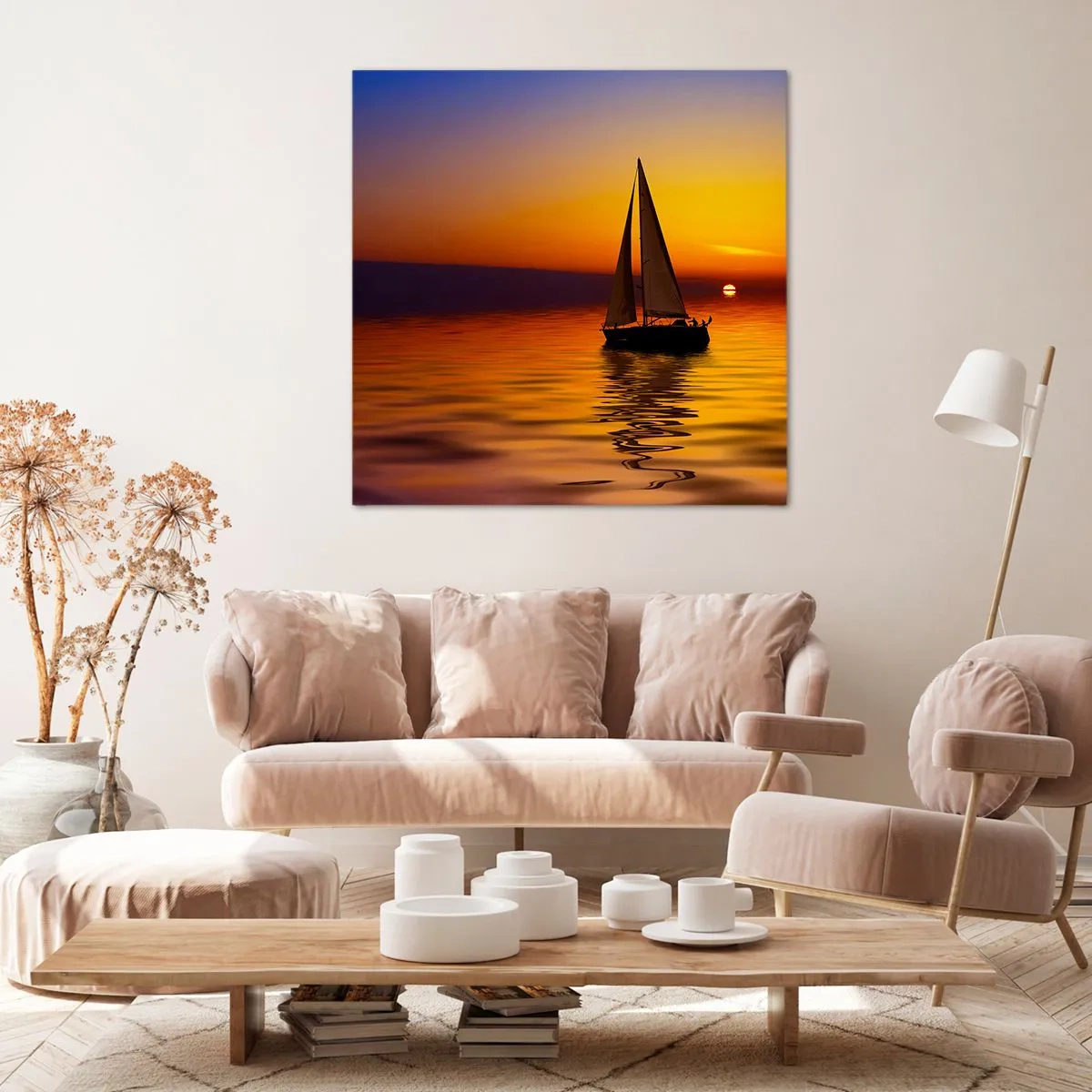 Cuadro sobre lienzo - Impresión de Imagen - Qué tranquilo el anochecer… - 60x60 cm