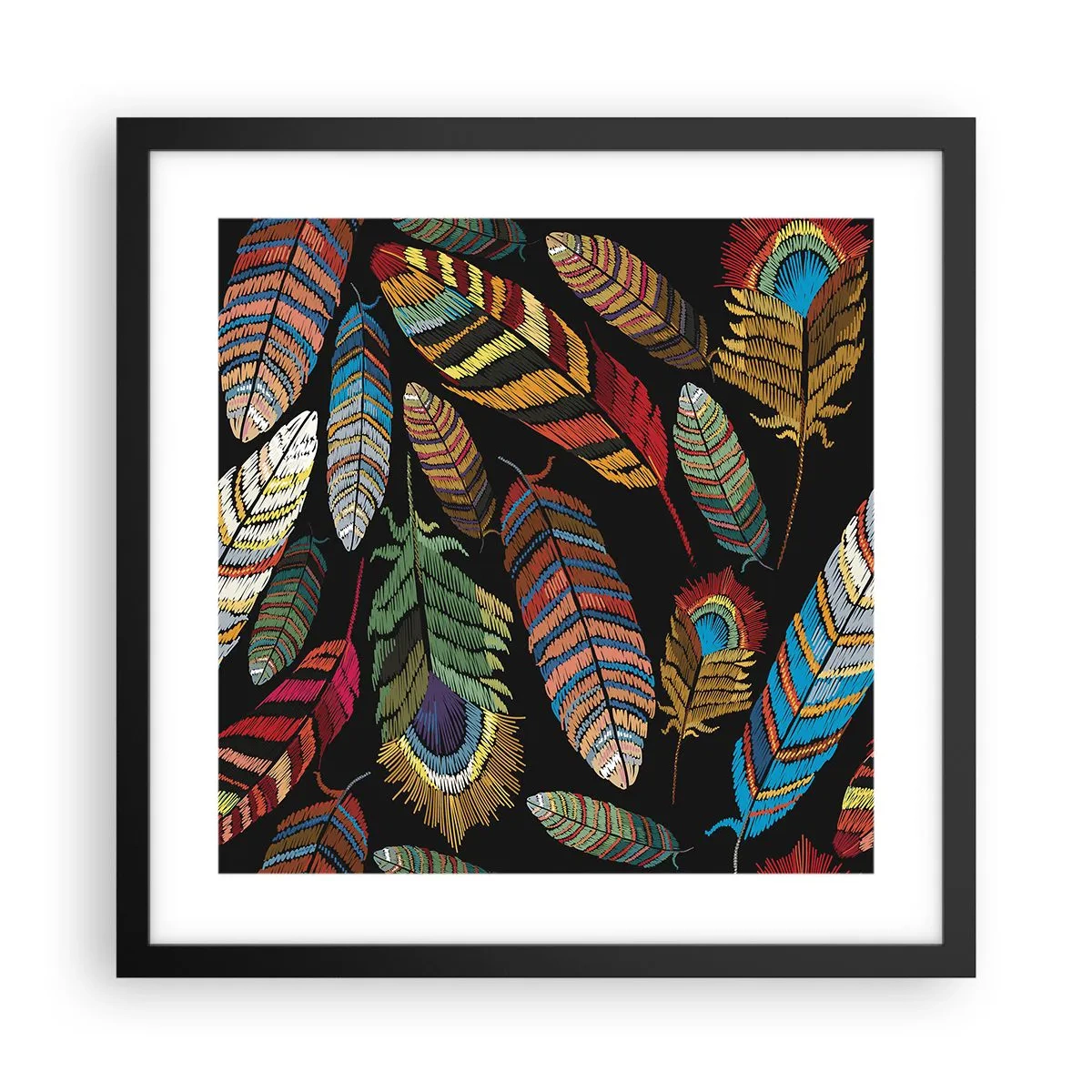 Póster en marco negro - Carnaval de las aves - 40x40 cm