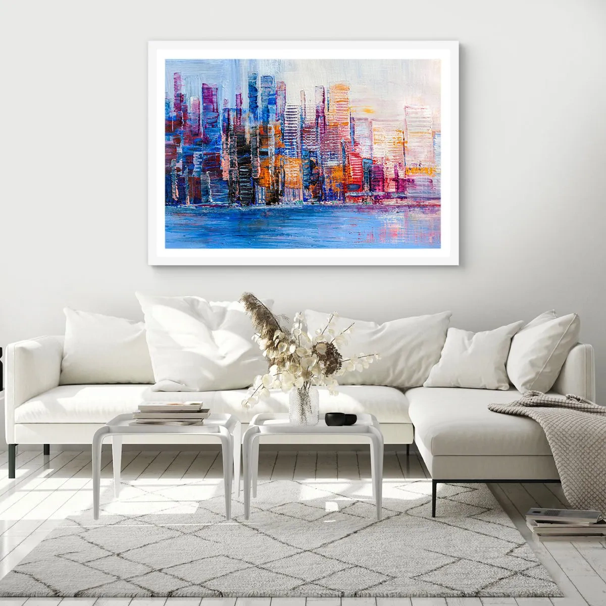 Póster en marco blanco - Una metrópoli alegre - 70x50 cm