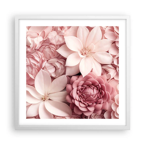 Póster en marco blanco - Entre pétalos rosas - 50x50 cm