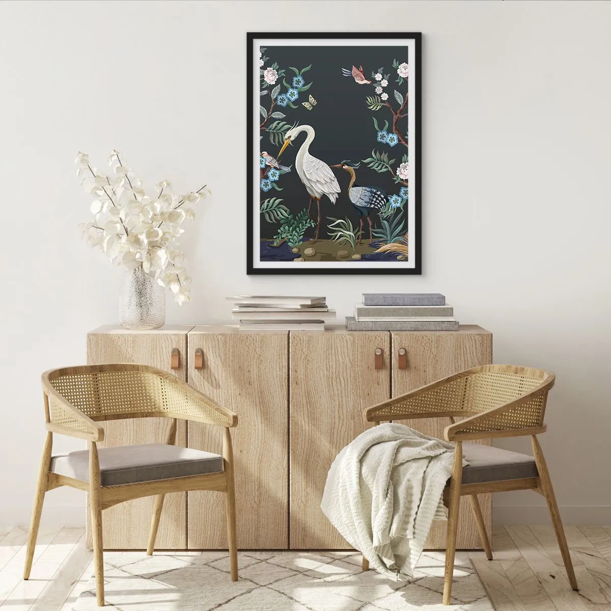 Póster en marco negro - Desfile de aves - 70x100 cm