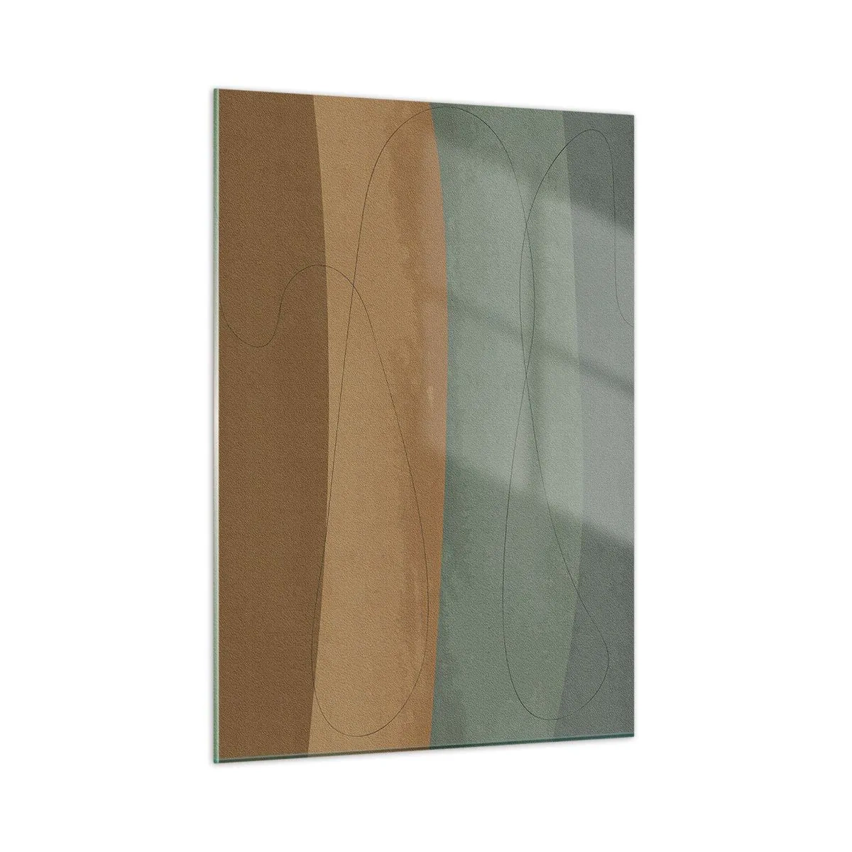 Cuadro sobre vidrio - Impresiones sobre Vidrio - Rayas abstractas en tonos tierra - 50x70cm - Composición horizontal - Decoración de pared moderna para salón y dormitorio ARTTOR