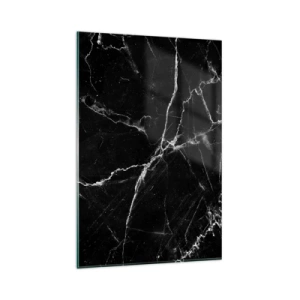 Cuadro sobre vidrio - Impresiones sobre Vidrio - Mármol negro con vetas blancas en el detalle. - 80x120cm - La vida secreta de la piedra - Decoración de pared moderna para salón y dormitorio ARTTOR