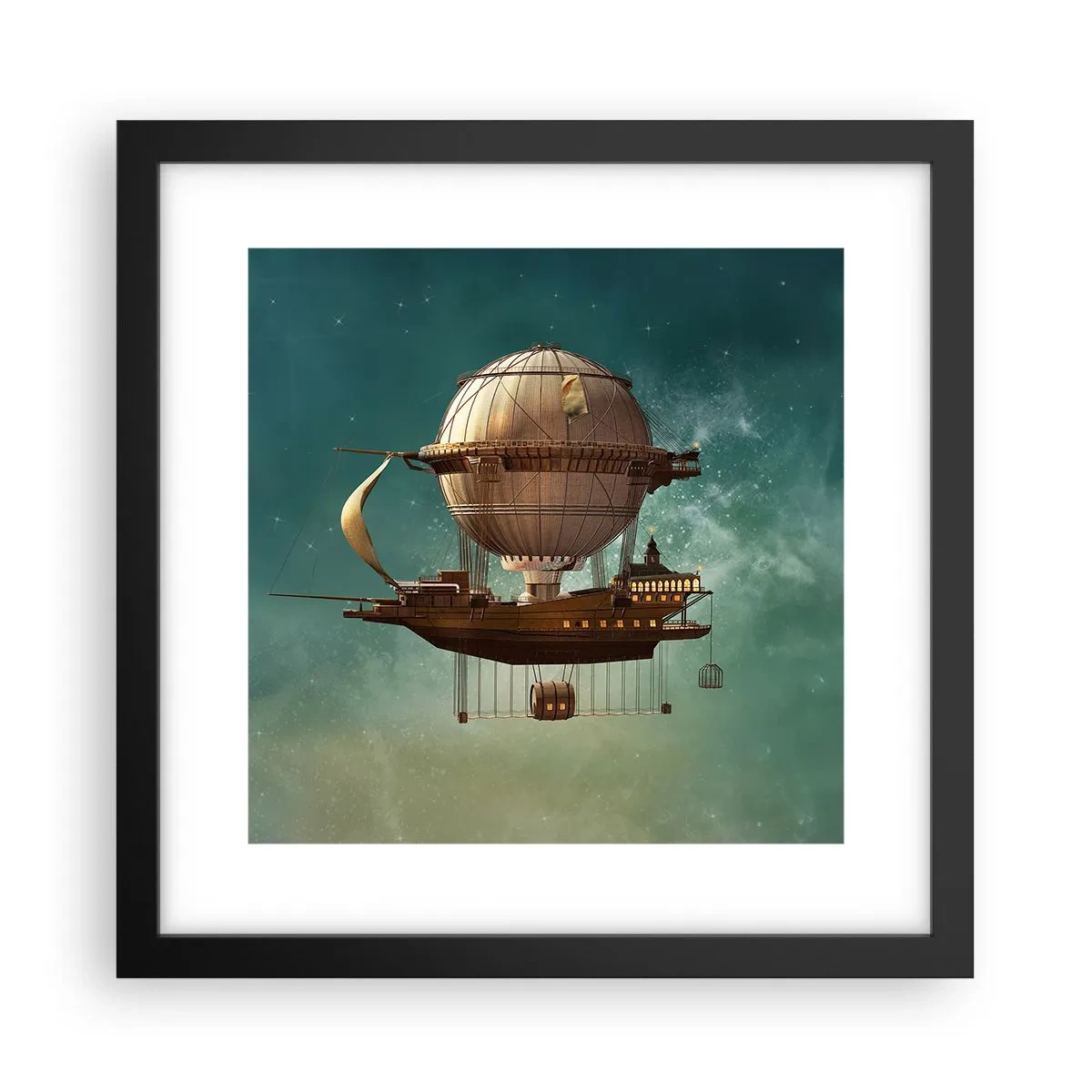 Póster en marco negro - Julio Verne saluda - 30x30 cm