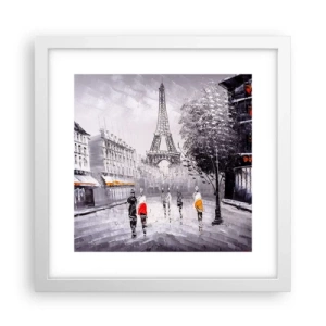 Póster en marco blanco - Un paseo parisino - 30x30 cm
