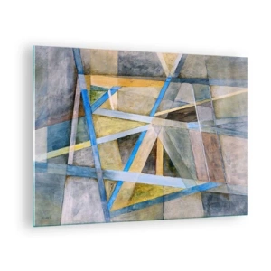 Cuadro sobre vidrio - Impresiones sobre Vidrio - Composición abstracta con formas geométricas - 70x50cm - ¿Recto o inclinado? - Decoración de pared moderna para salón y dormitorio ARTTOR