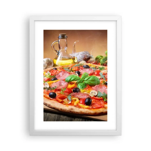 Póster en marco blanco - Con un verdadero sabor italiano - 30x40 cm