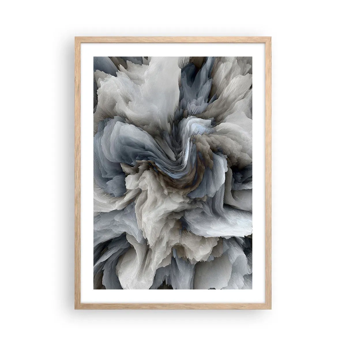 Póster en marco roble claro - Piedra y flor - 50x70 cm