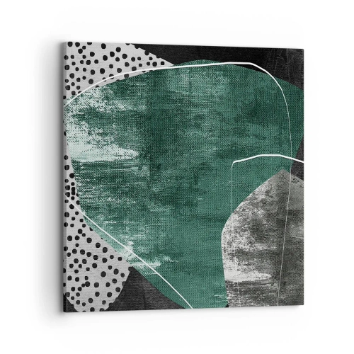 Cuadro sobre lienzo - Impresión de Imagen - Abstracción colorista con un copo de oro - 70x70 cm