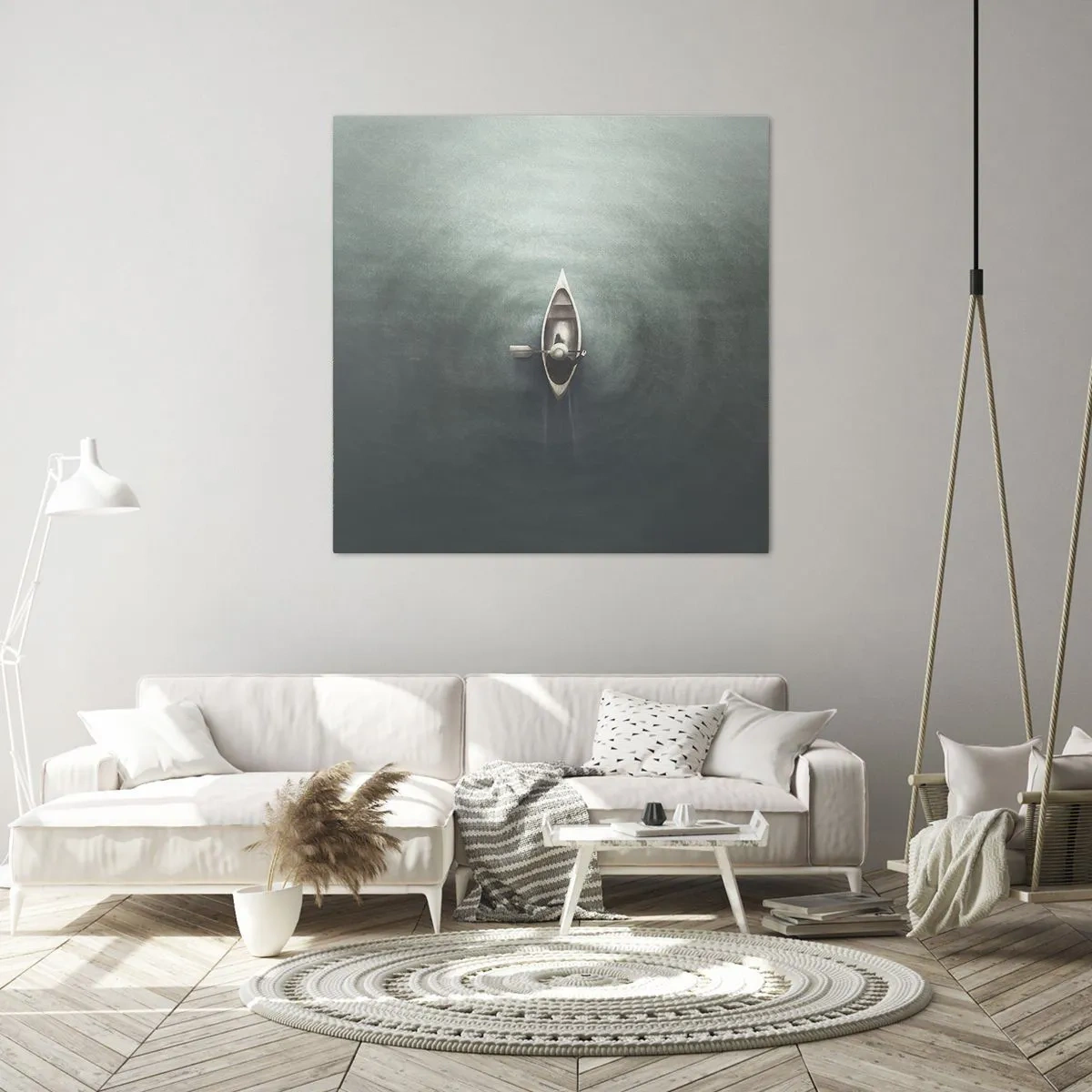 Cuadro sobre lienzo - Impresión de Imagen - A través de un lago iluminado por la luna - 70x70 cm