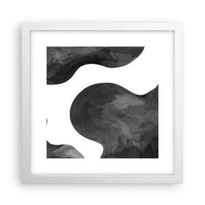 Póster en marco blanco - El blanco fluye sobre el negro - 30x30 cm