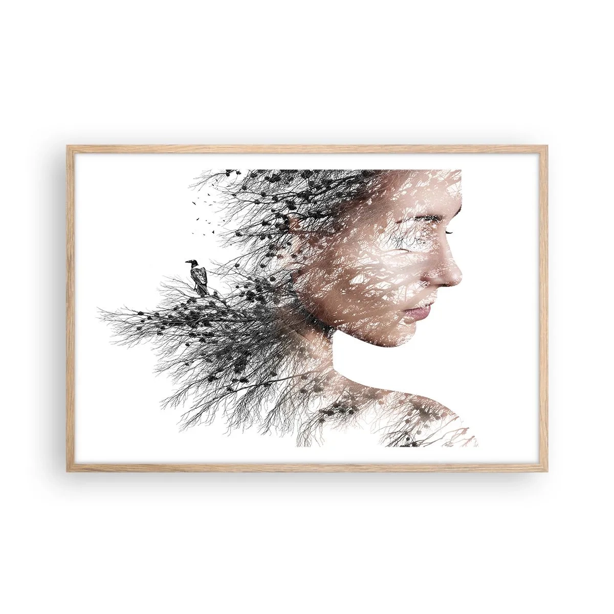 Póster en marco roble claro - Espíritu del bosque - 91x61 cm