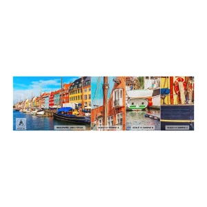 Muestra de fotomural Premium Canvas - Muelle alegre - Copenhague, Pueblo Viejo, Arquitectura - 100x30 cm